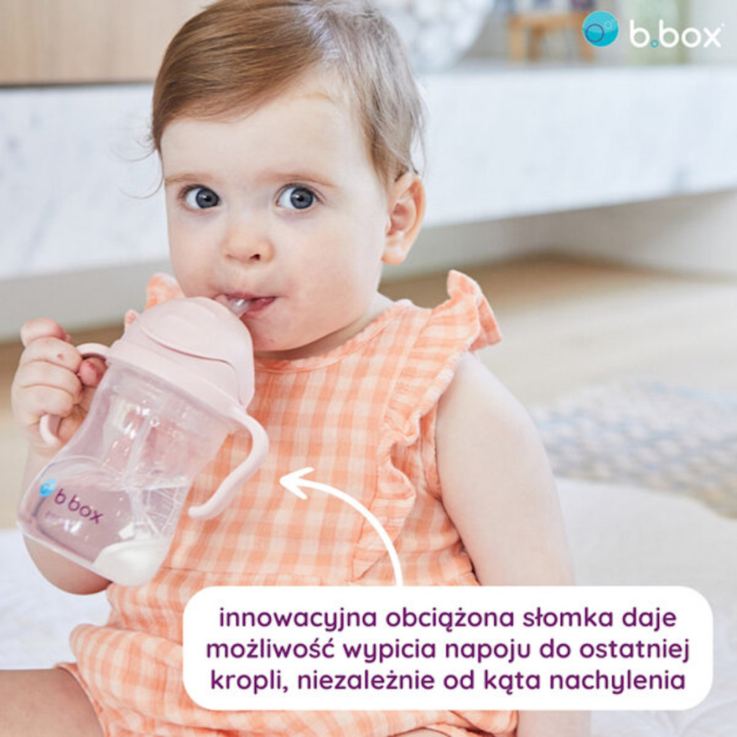 Pastelowo Różowy Innowacyjny Bidon ze Słomką Niekapek 240 ml- B.BOX