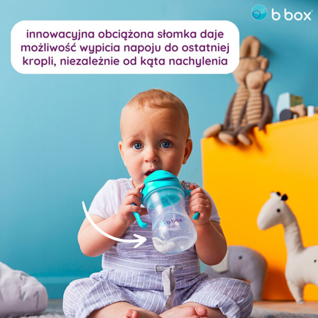 Lazurowy Innowacyjny Bidon ze Słomką Niekapek 240 ml- B.BOX