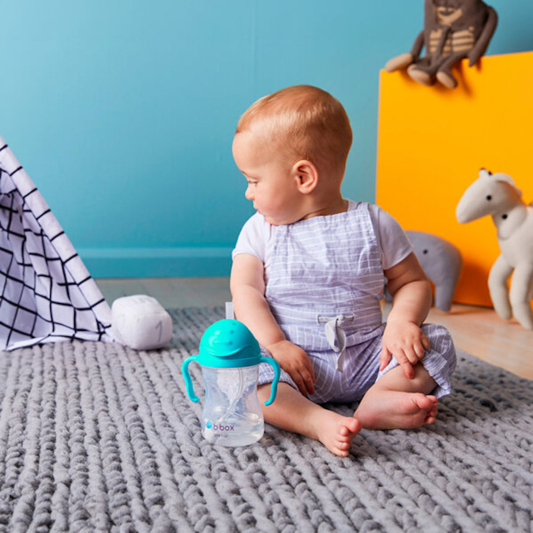 Lazurowy Innowacyjny Bidon ze Słomką Niekapek 240 ml- B.BOX