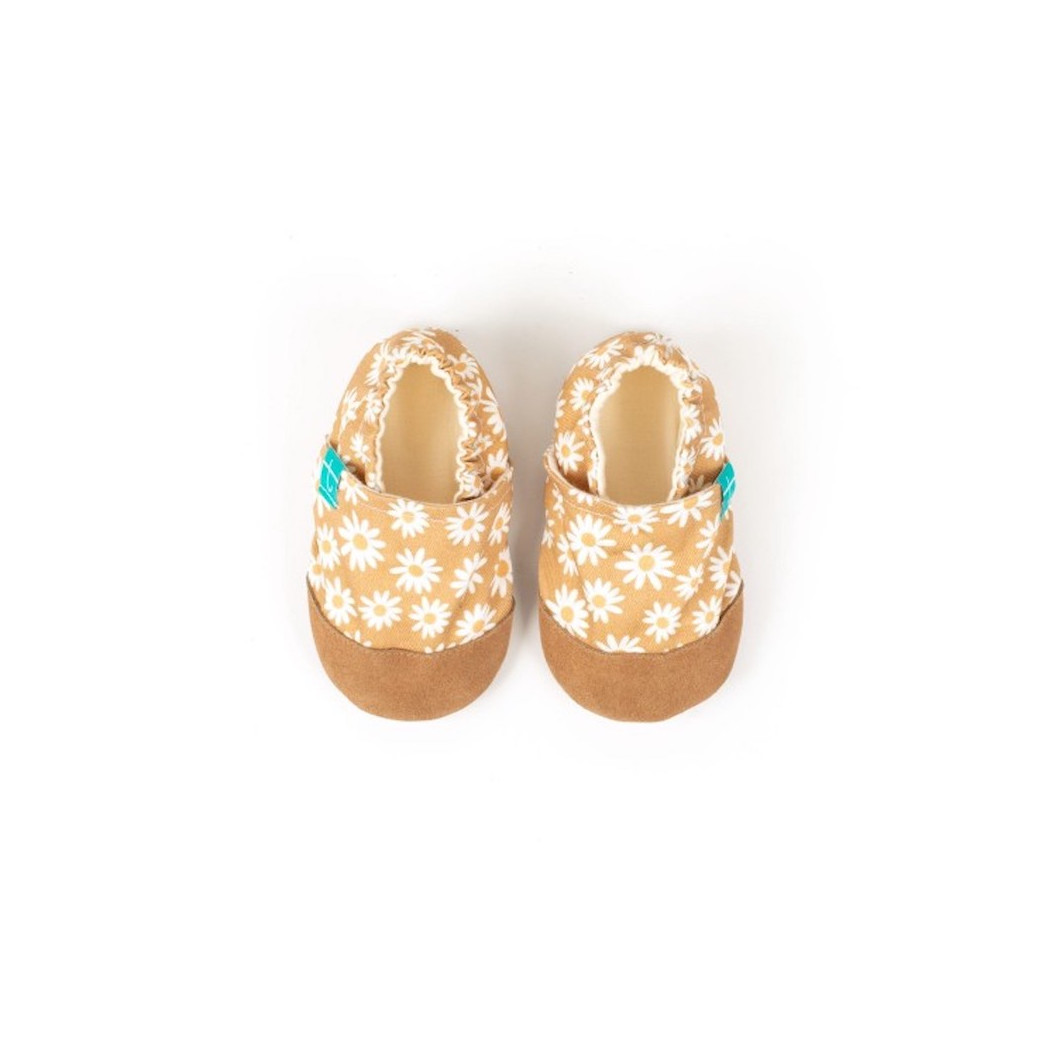 Beige Daisy - rozmiar 4-5 lat 27 17,5 cm - Papcie Titot - SKÓRZANA PODESZWA