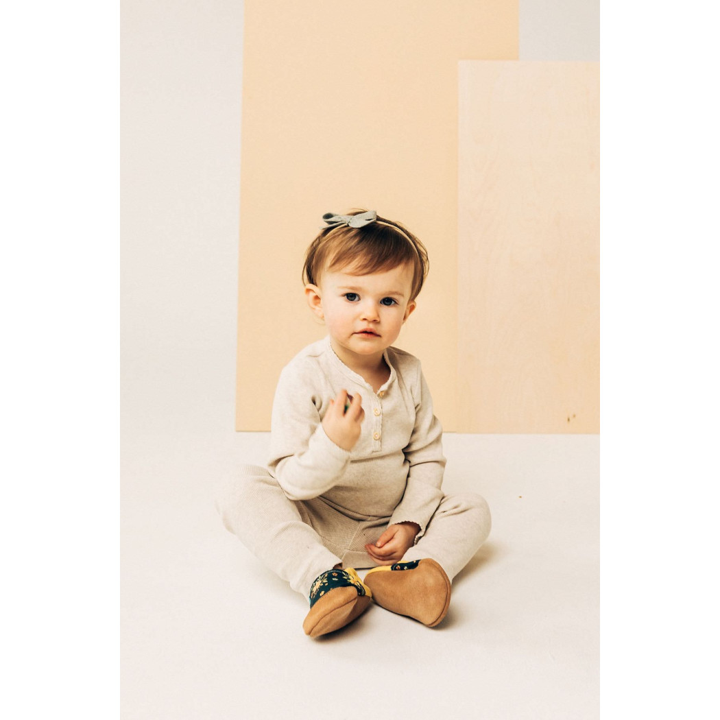 Beige Daisy - rozmiar 18-24 miesięcy 22/23 14 cm - Papcie Titot - SKÓRZANA PODESZWA