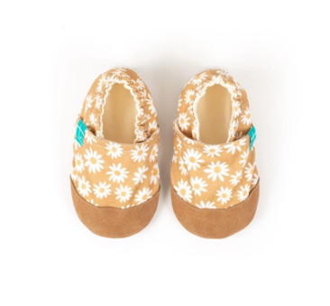 Beige Daisy - rozmiar 3-4 lata 26 16,2 cm - Papcie Titot - SKÓRZANA PODESZWA
