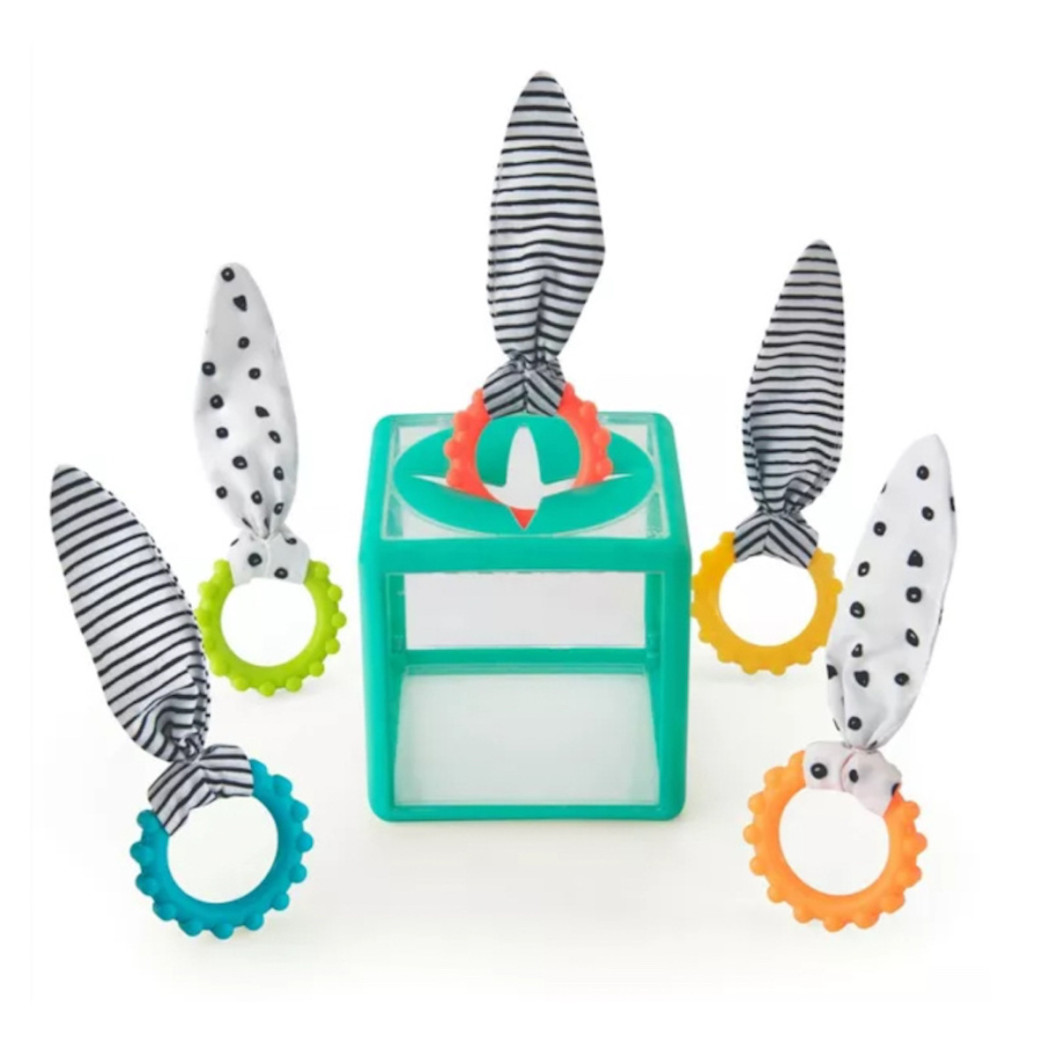 Manipulacyjna Kostka Sensoryczna Montessori - Elastyczna Kostka - Sorter z Krążkami - Sassy Baby