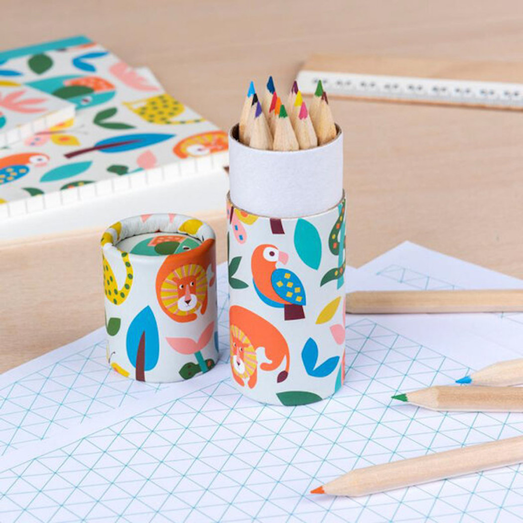 Kredki Drewniane w Tubie 12szt. - Zwierzaki - Rex London Trade