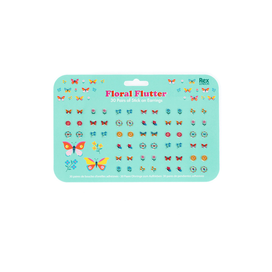 Kwiaty i motyle - Kolczyki Samoprzylepne dla Dzieci 30 par - Rex London