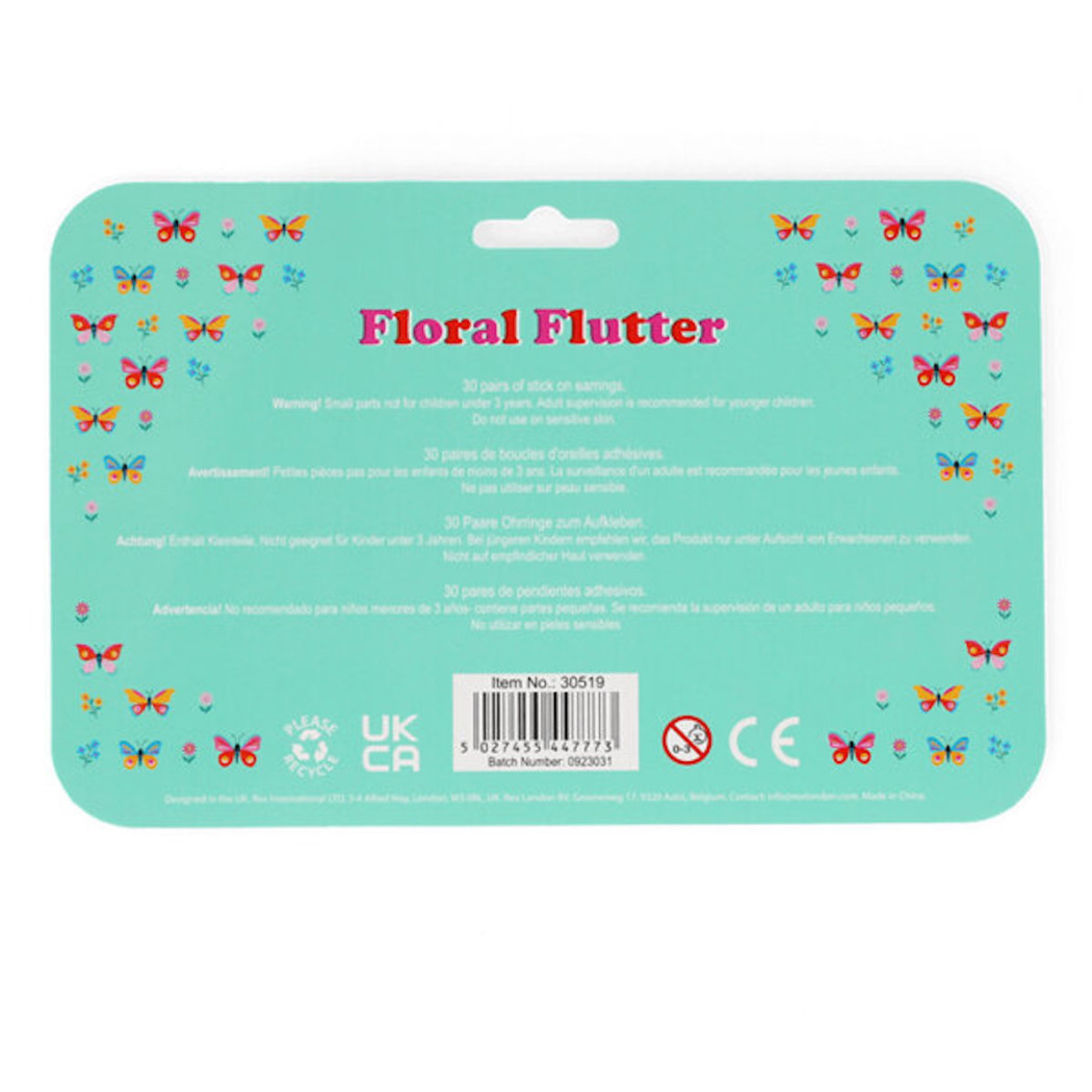 Kwiaty i motyle - Kolczyki Samoprzylepne dla Dzieci 30 par - Rex London