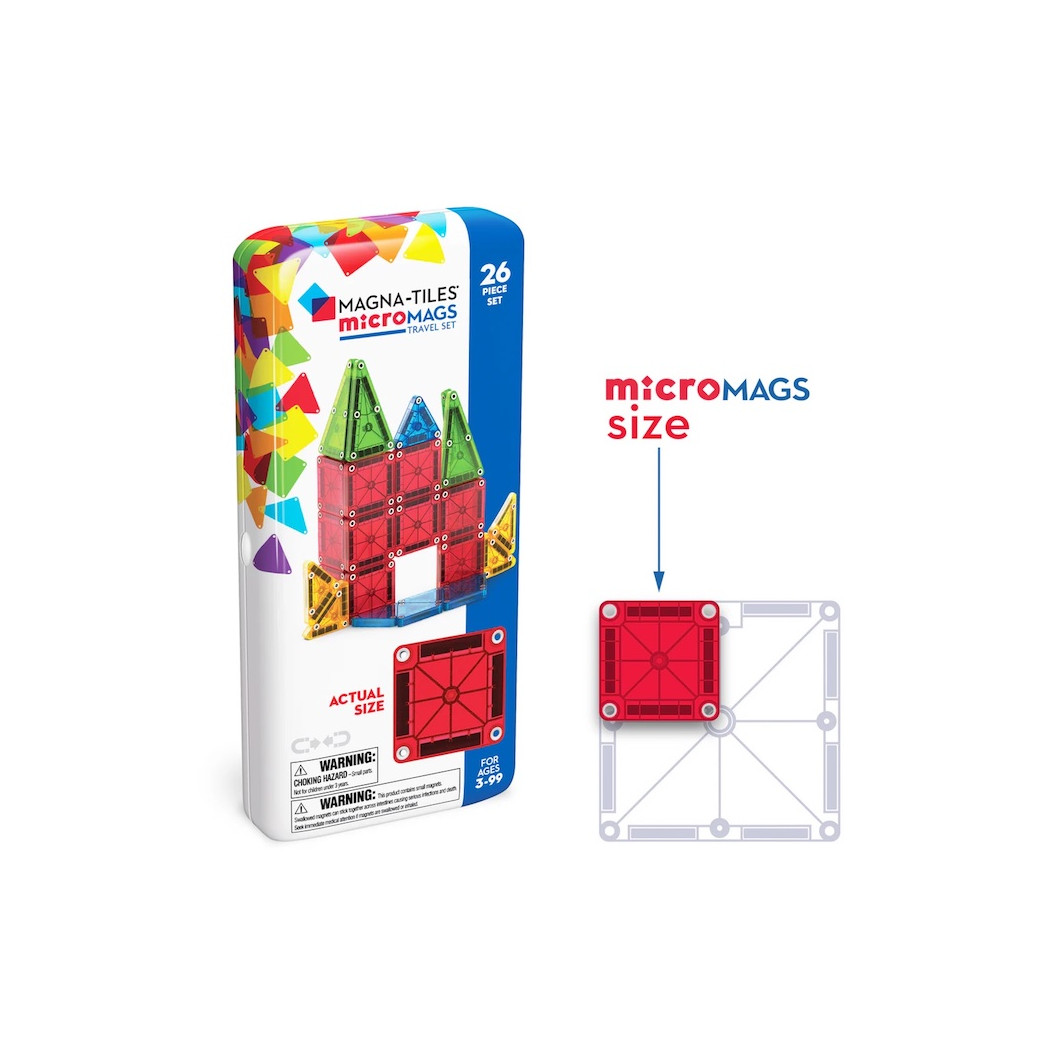 microMAGS 26 - Podróżne Klocki Magnetyczne 26 elementów - Travel Set - Magna-Tiles