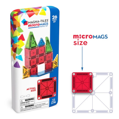 microMAGS 26 - Podróżne Klocki Magnetyczne 26 elementów - Travel Set - Magna-Tiles