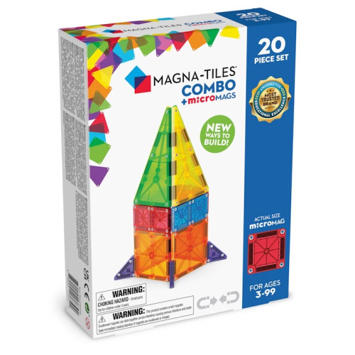 microMAGS Combo 20 - Podróżne Klocki Magnetyczne 20 elementów - Travel Set - Magna-Tiles