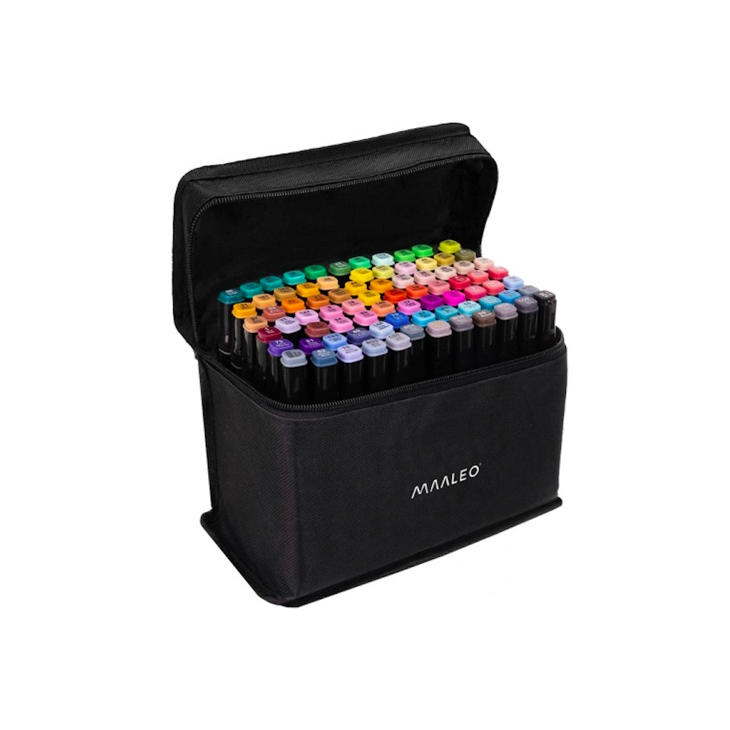 Markery Dwustronne - Flamastry Alkoholowe w Torbie - Pisaki Mazaki 80 szt - Maaleo
