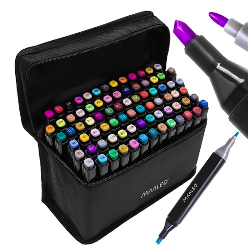 Markery Dwustronne - Flamastry Alkoholowe w Torbie - Pisaki Mazaki 80 szt - Maaleo