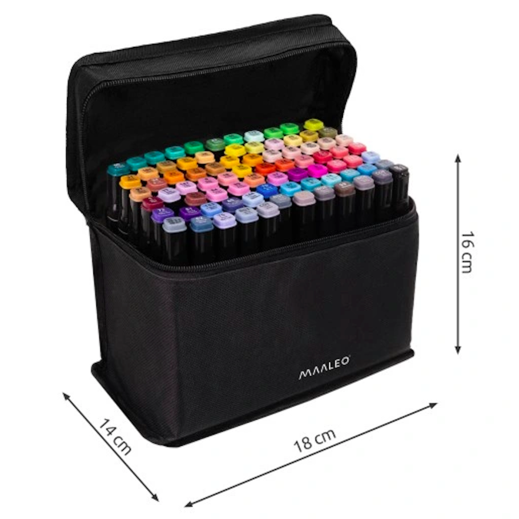Markery Dwustronne - Flamastry Alkoholowe w Torbie - Pisaki Mazaki 80 szt - Maaleo