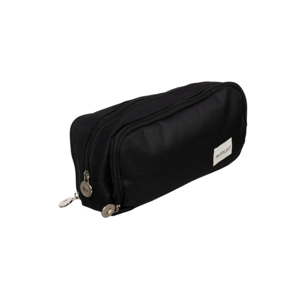 Piórnik Szkolny Saszetka - Trzykomorowy Duży Czarny Piórnik dla Dzieci - Maaleo