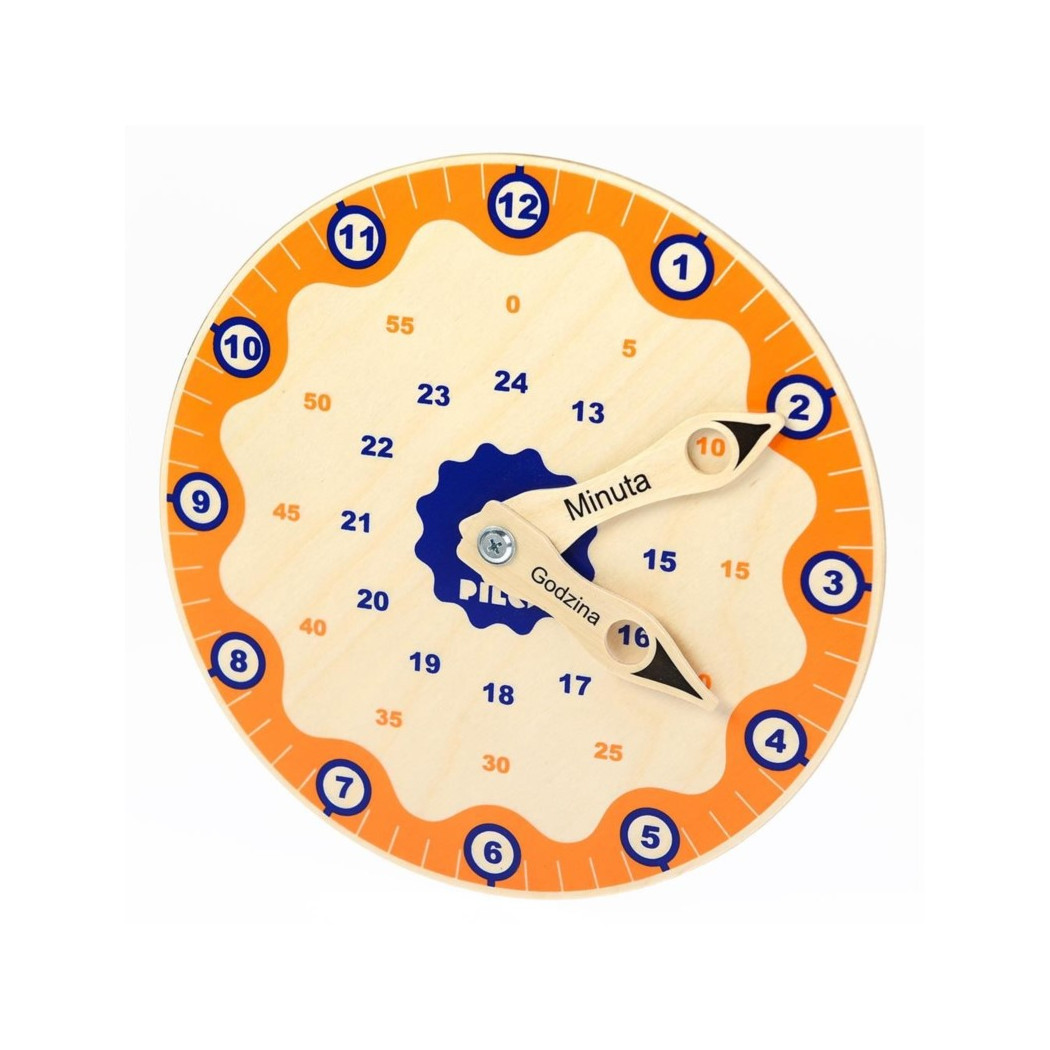 WYPRZEDAŻ Zegar Drewniany PILCH do nauki godzin