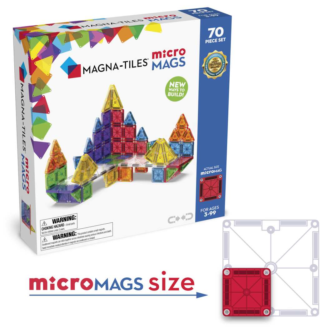 microMAGS 70 - Klocki Magnetyczne 70 elementów - Micro Mags Size - Magna-Tiles