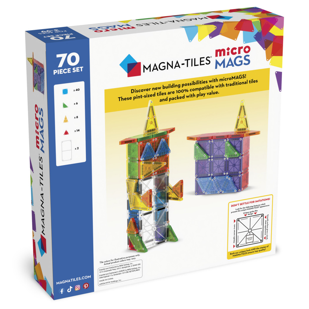 ちゃーママページ microMAGS 70 - Klocki Magnetyczne 70 elementów Magna-Tiles