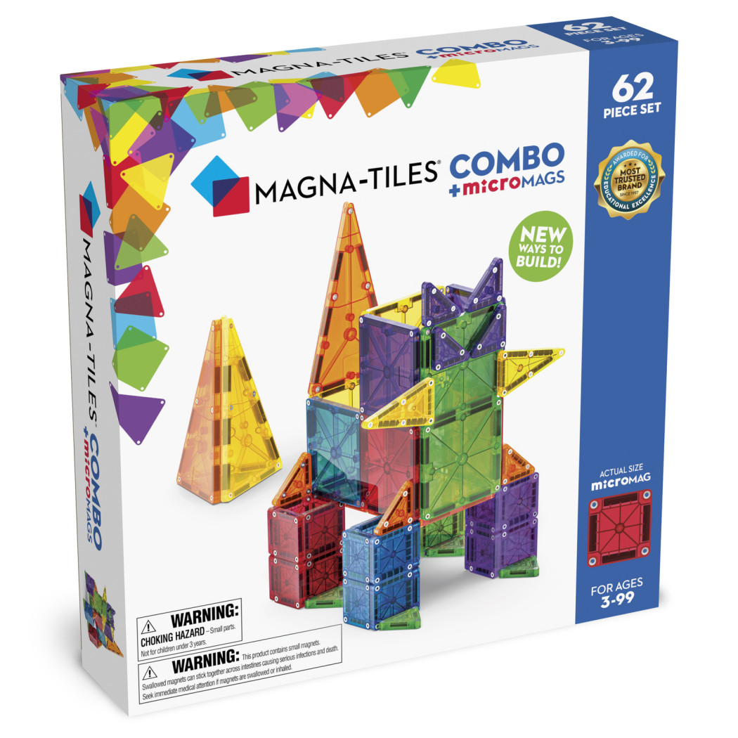 microMAGS Combo 62 - Klocki Magnetyczne 62 elementy - Magna-Tiles