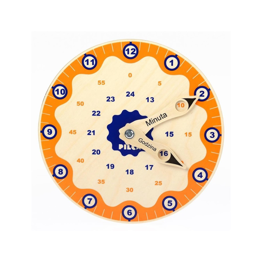 WYPRZEDAŻ Zegar Drewniany PILCH do nauki godzin