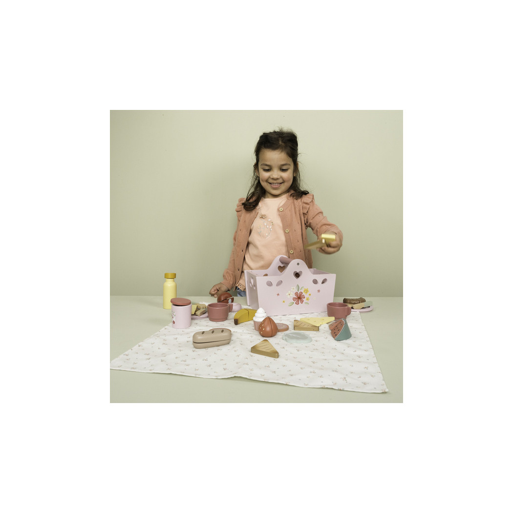 Zestaw Piknikowy w Koszyku - Zabawka Drewniana Piknik - Little Dutch