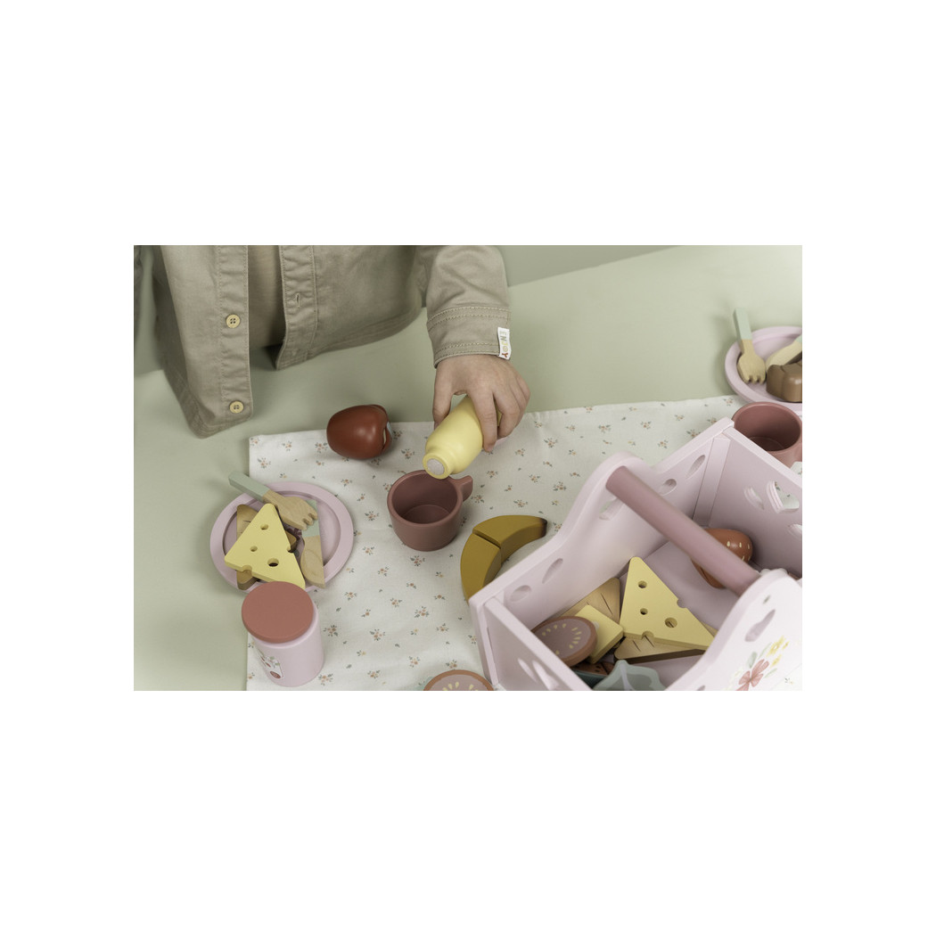 Zestaw Piknikowy w Koszyku - Zabawka Drewniana Piknik - Little Dutch