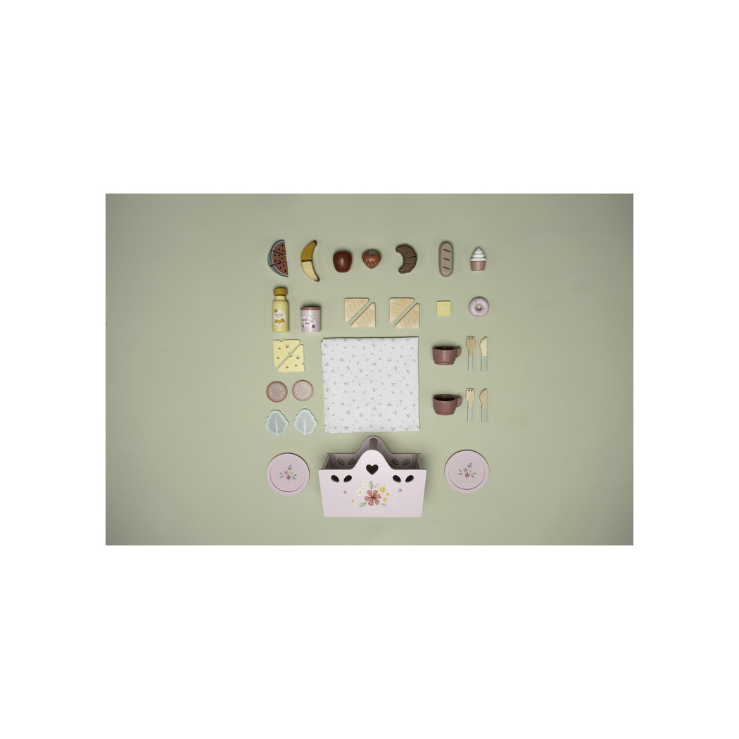 Zestaw Piknikowy w Koszyku - Zabawka Drewniana Piknik - Little Dutch