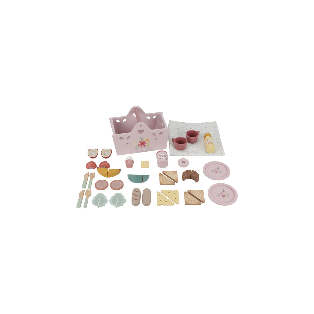 Zestaw Piknikowy w Koszyku - Zabawka Drewniana Piknik - Little Dutch