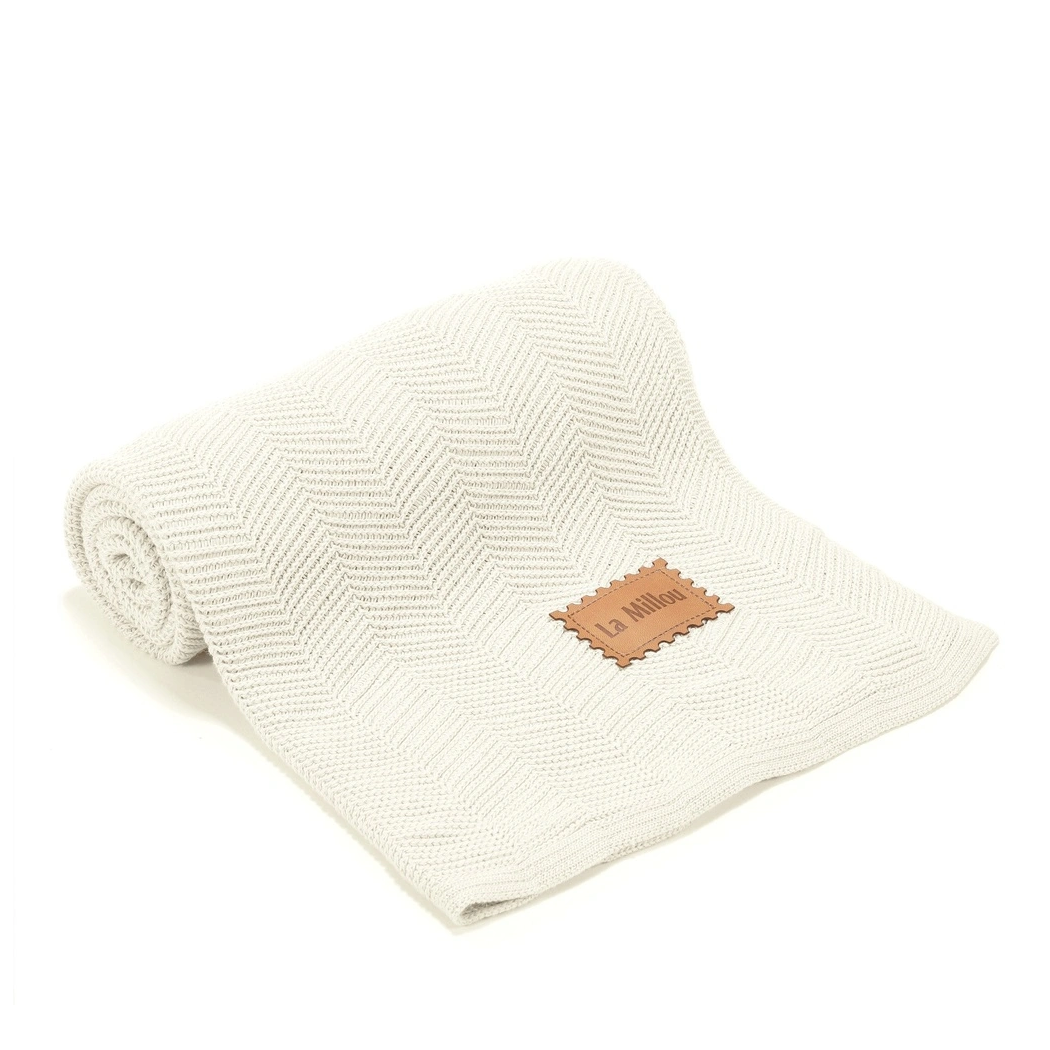 WYPRZEDAŻ Cream - Kocyk Bambusowy - Jodełka - La Millou
