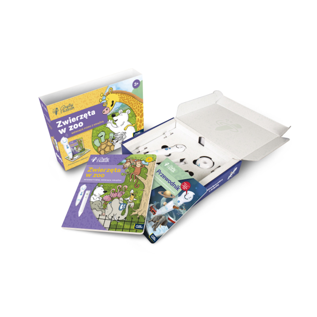 Zestaw Zwierzęta w ZOO - Mówiące Pióro z Książką - Czytaj z Albikiem - Albi