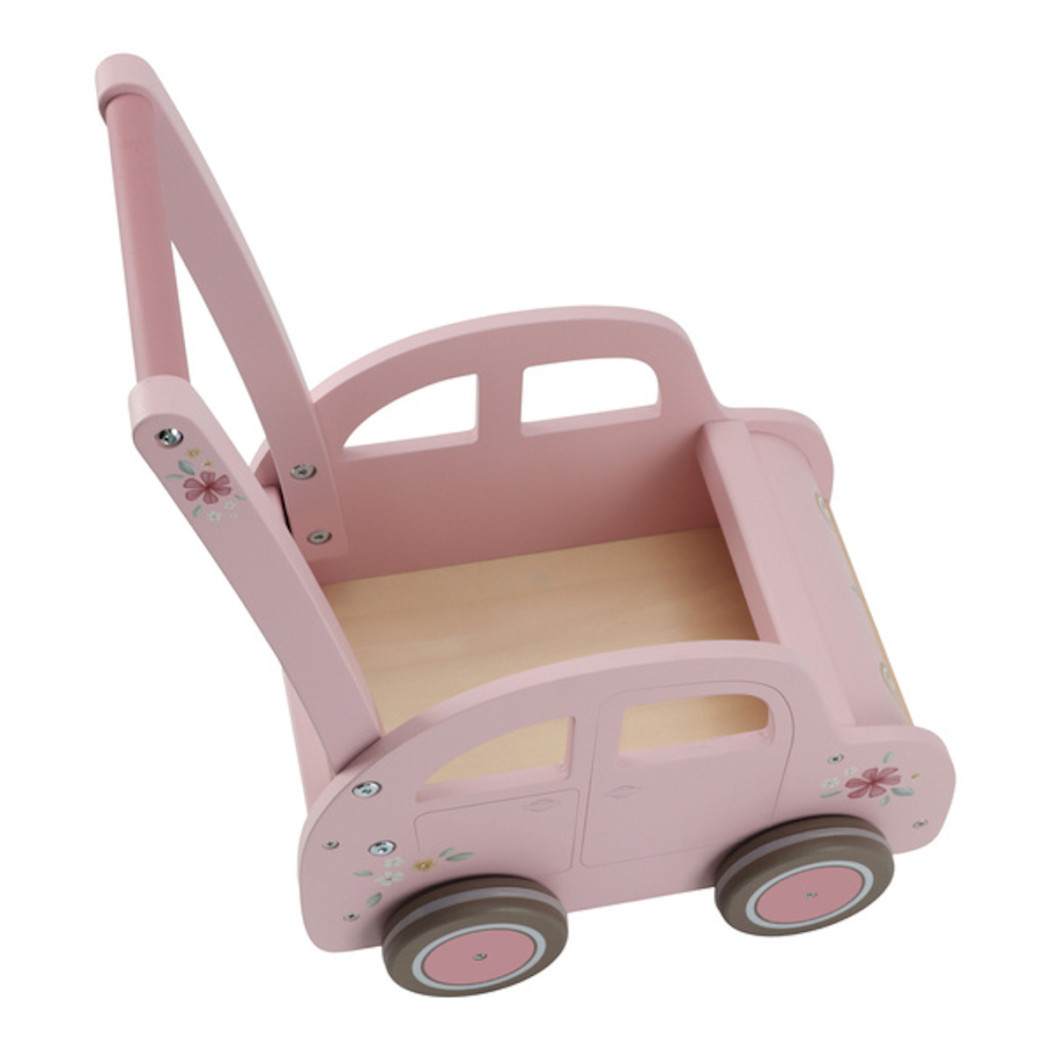 Drewniany Wózeczek na Zabawki Pchacz Pink - Little Dutch