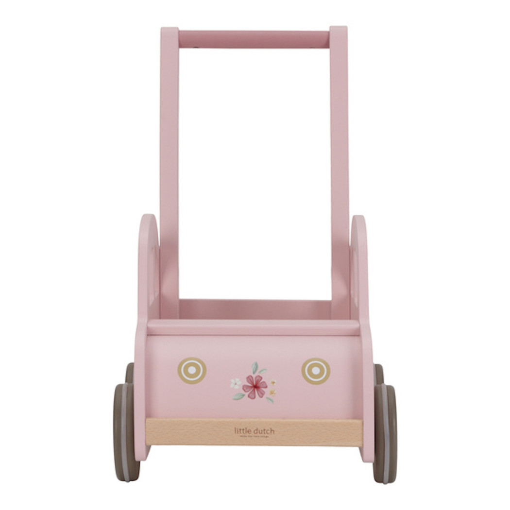 Drewniany Wózeczek na Zabawki Pchacz Pink - Little Dutch
