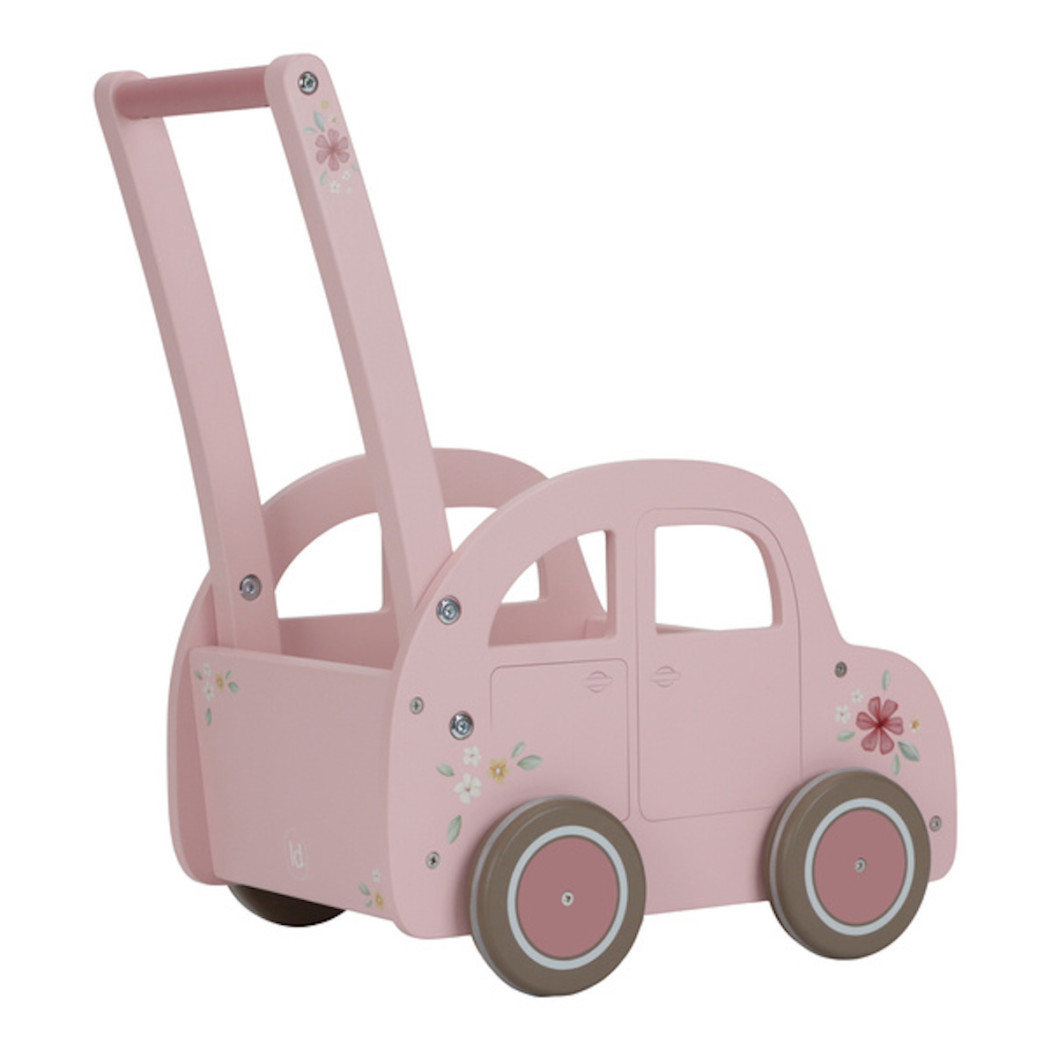 Drewniany Wózeczek na Zabawki Pchacz Pink - Little Dutch
