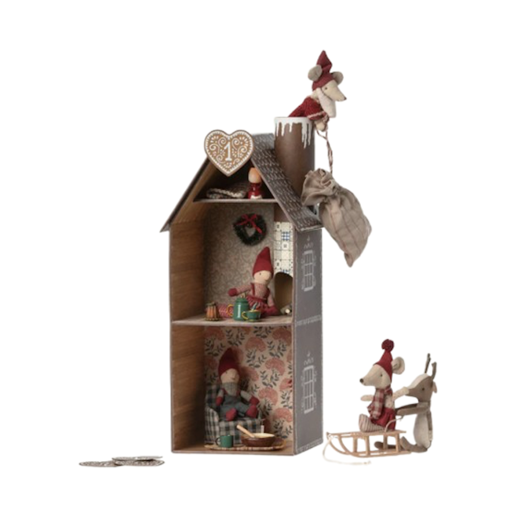 Piernikowy Domek dla Myszek z Kominkiem - Dekoracja Bożonarodzeniowa - Gingerbread House - Maileg