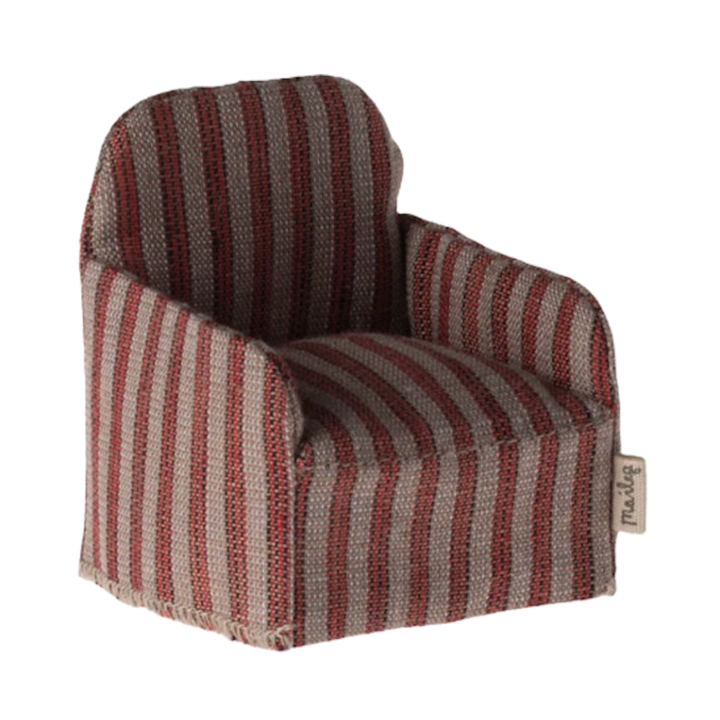 Fotel w Czerwone Paski - Chair Mouse Stripe - Akcesoria Dla Lalek - Maileg