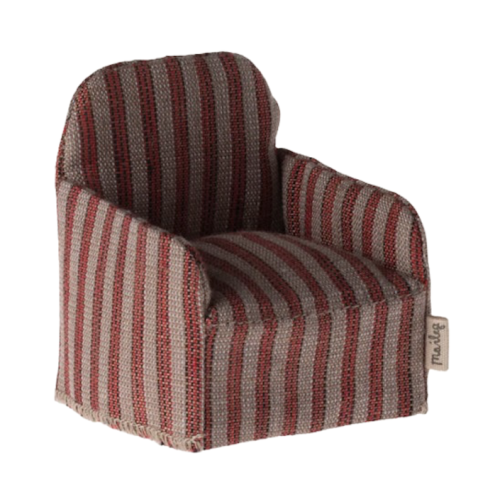 Fotel w Czerwone Paski - Chair Mouse Stripe - Akcesoria Dla Lalek - Maileg