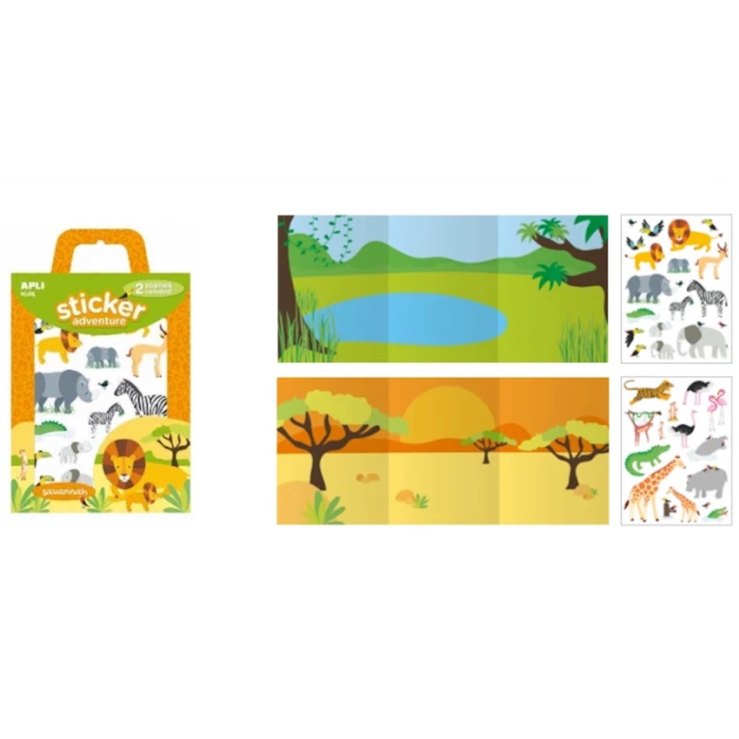 Sawanna - Zestaw Naklejek z 2 Planszami - Apli Kids