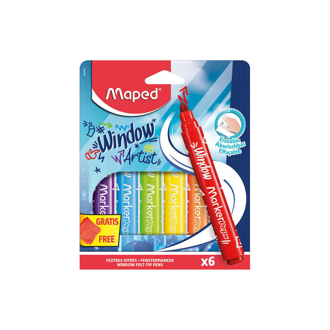 Flamastry do Szyb Window MarkerPeps - 6 kolorów - Maped