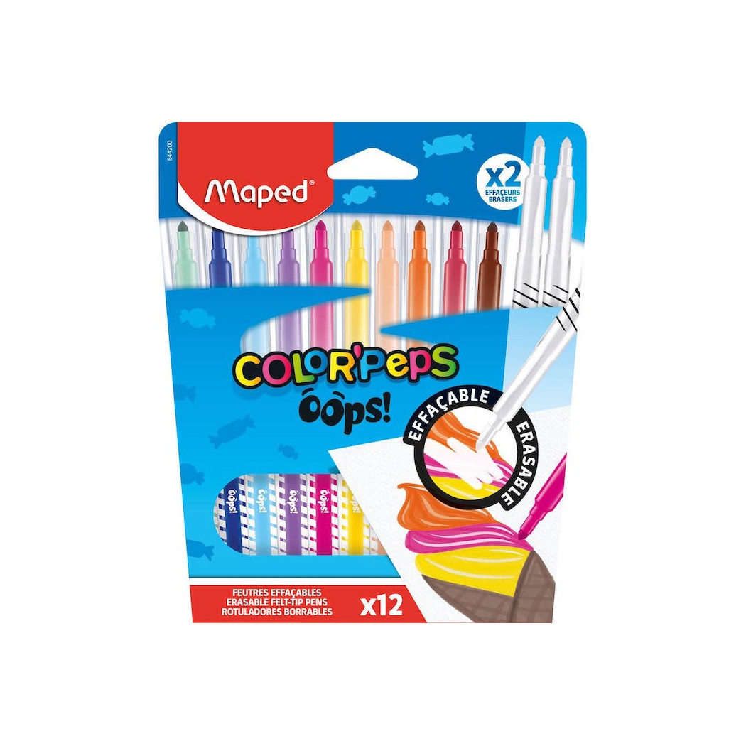 Flamastry Colorpeps Oops - Wymazywalne 12 szt - Maped