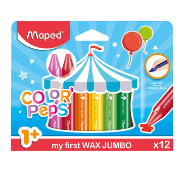 Kredki Świecowe Trójkątne Jumbo - 12 Kolorów - Grube Ergonomiczne - ColorPeps - Maped