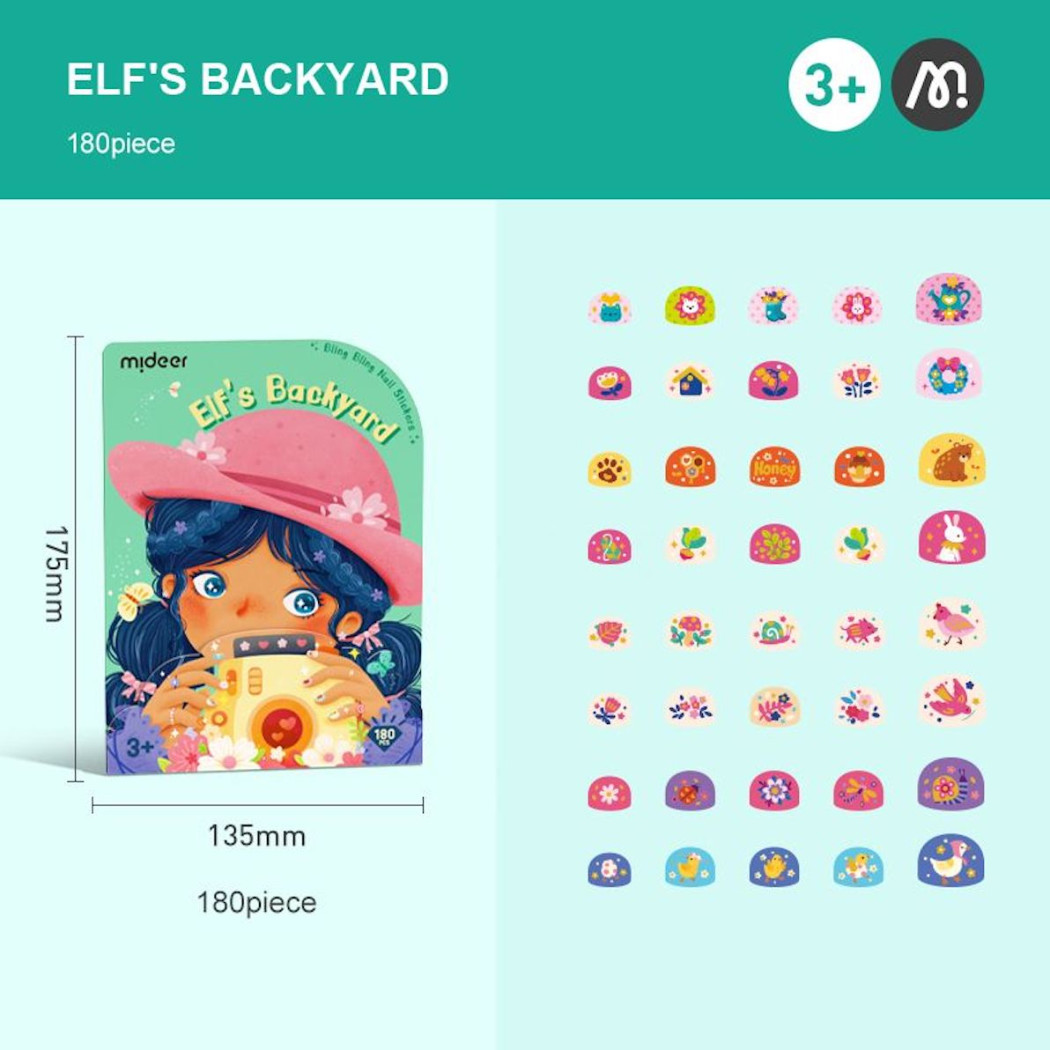 Ogród Elfki - Naklejki na Paznokcie dla Dzieci Bling Bling - Mideer