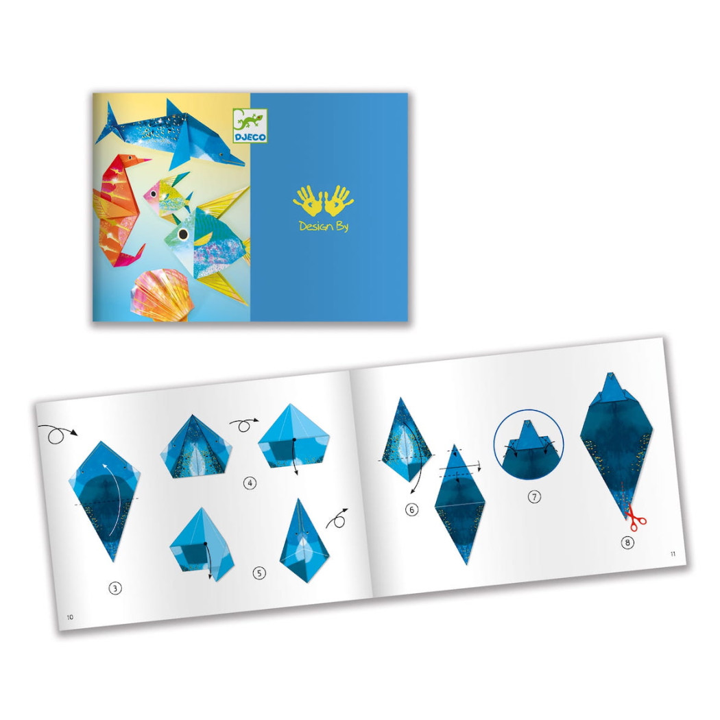 Origami Metaliczne MORSKIE ZWIERZĘTA - zestaw kreatywny - Djeco