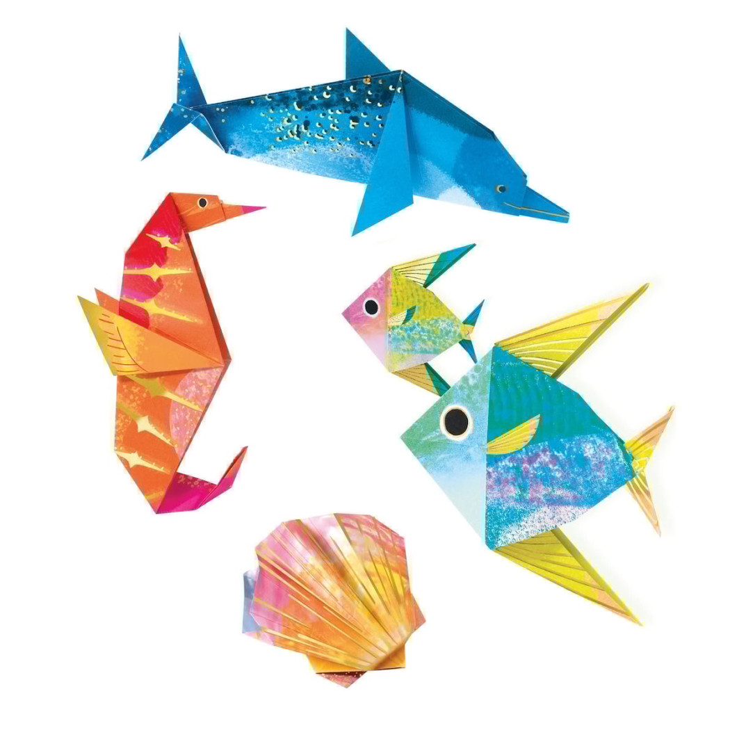 Origami Metaliczne MORSKIE ZWIERZĘTA - zestaw kreatywny - Djeco