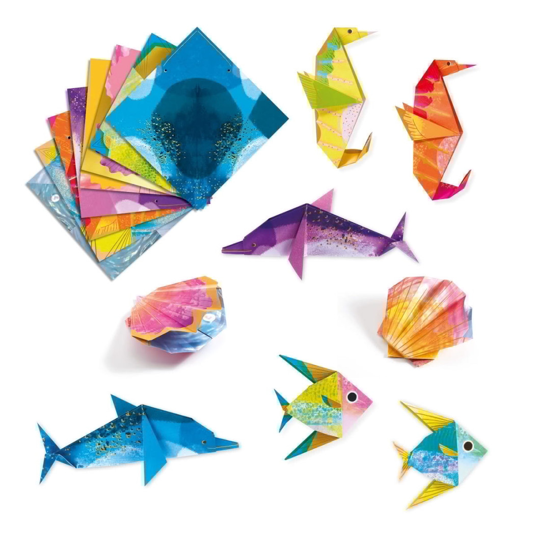 Origami Metaliczne MORSKIE ZWIERZĘTA - zestaw kreatywny - Djeco