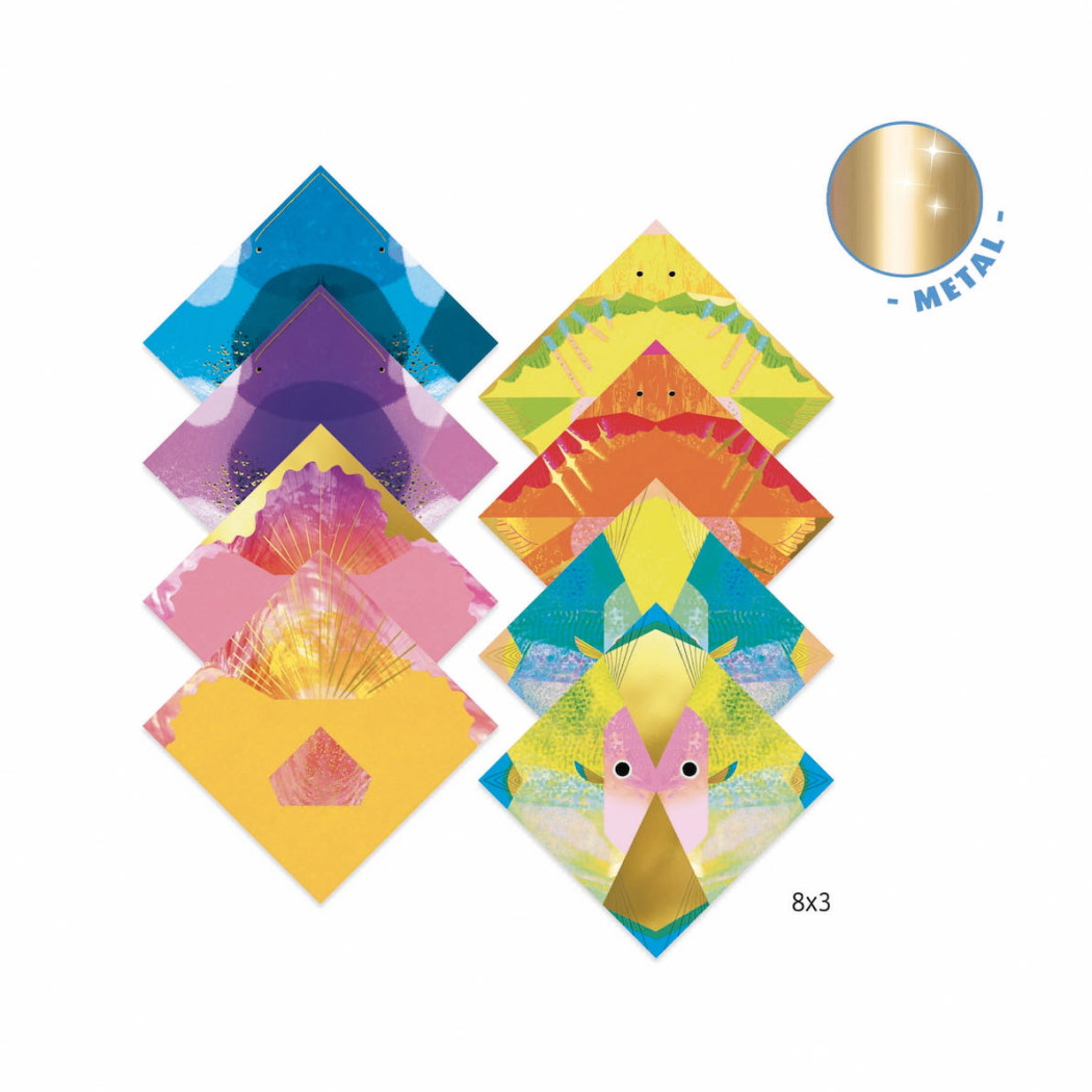 Origami Metaliczne MORSKIE ZWIERZĘTA - zestaw kreatywny - Djeco