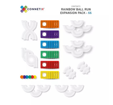 Zestaw Rozszerzający Kulodrom - Klocki Magnetyczne - Rainbow Ball Run Expansion Pack 66 Elementów - Connetix