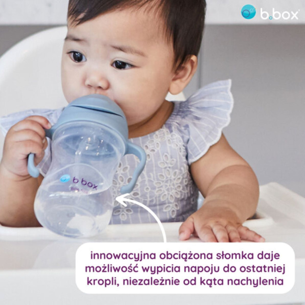 Błękitny Innowacyjny Bidon ze Słomką Niekapek 240 ml- B.BOX