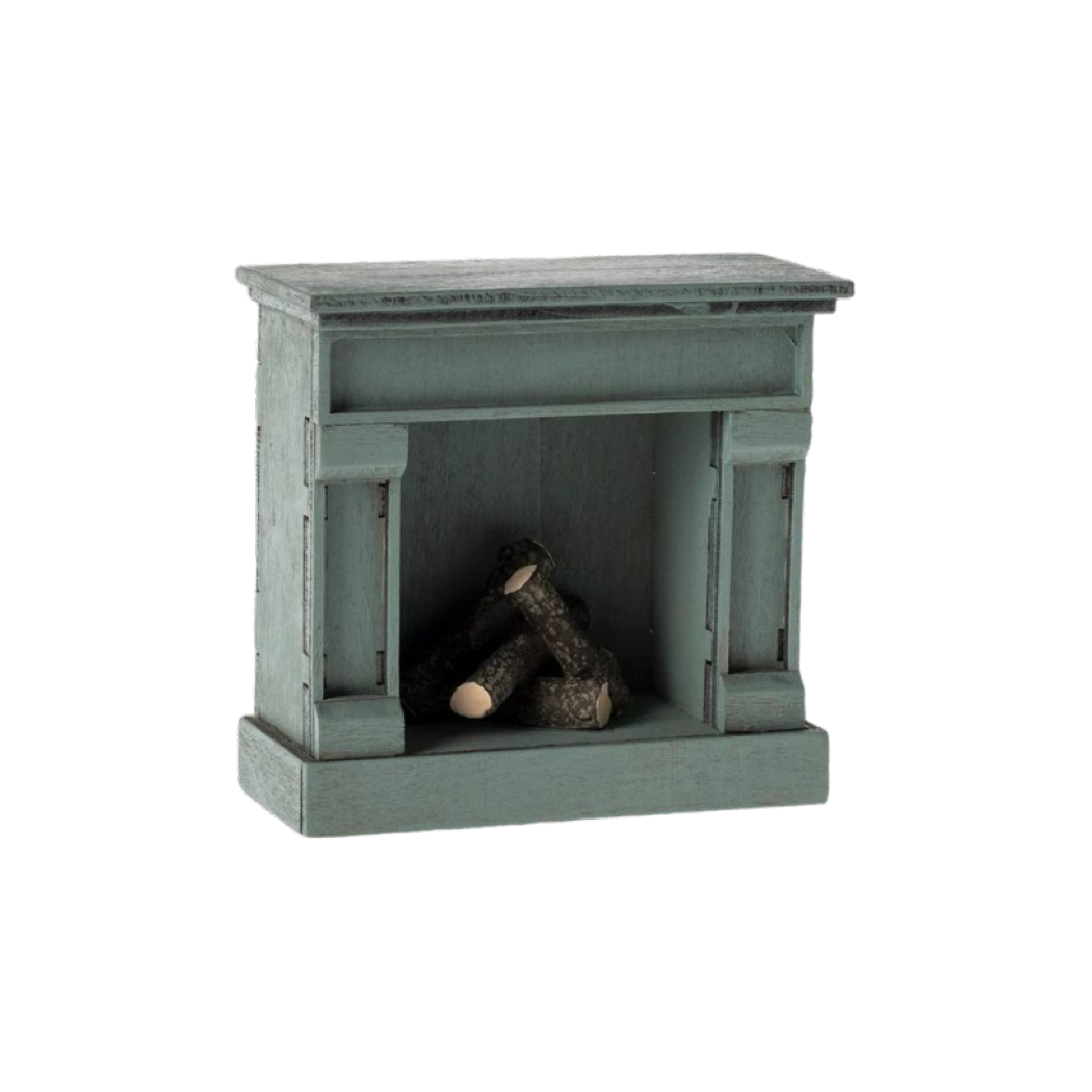 Niebieski Kominek - Fireplace Mouse Blue - Akcesoria dla Lalek - Maileg