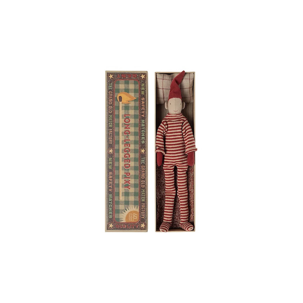 WYPRZEDAŻ Krasnoludek w Pudełku - Dekoracja Bożonarodzeniowa - Long Legged Pixy - Kolekcja 2024 - Akcesoria dla Lalek - Maileg