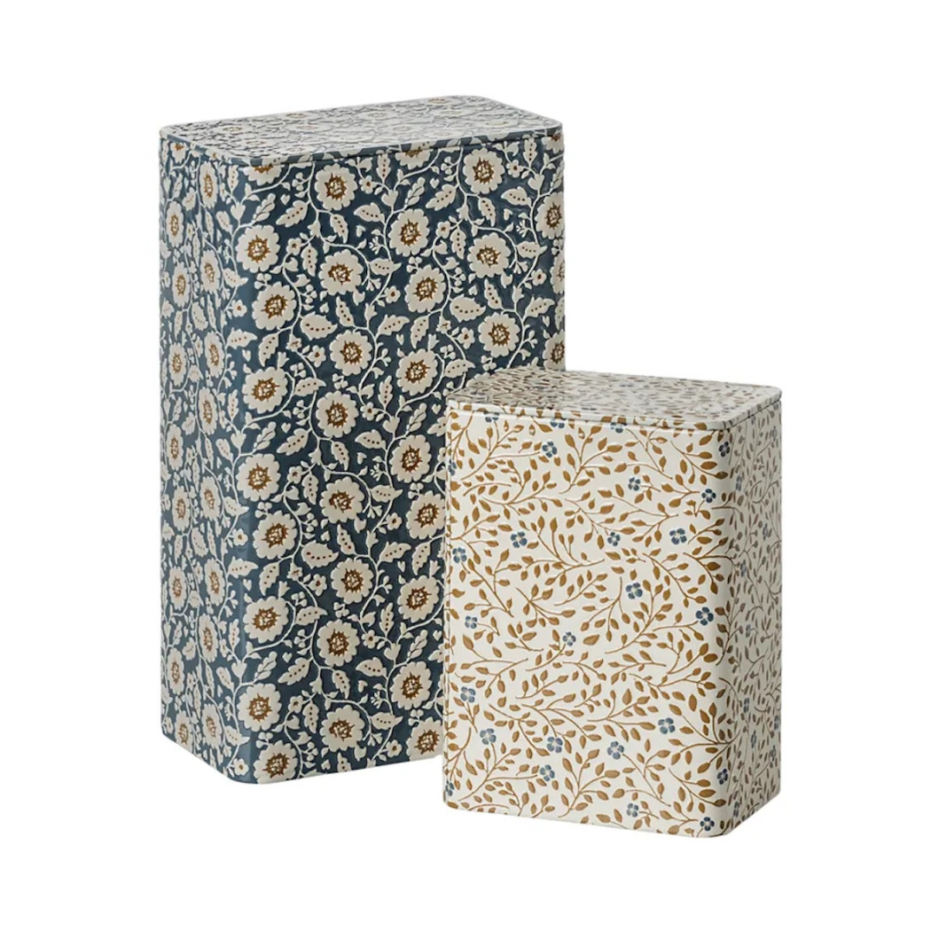 Metalowe Pudełka w Kwiatki - Metal Box Flowers - 2 pcs set - Maileg