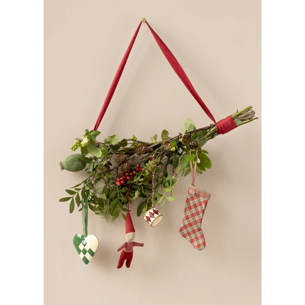 Świąteczna Skarpeta - Stocking Ornament Checker - Red -  Dekoracja Bożonarodzeniowa - Maileg