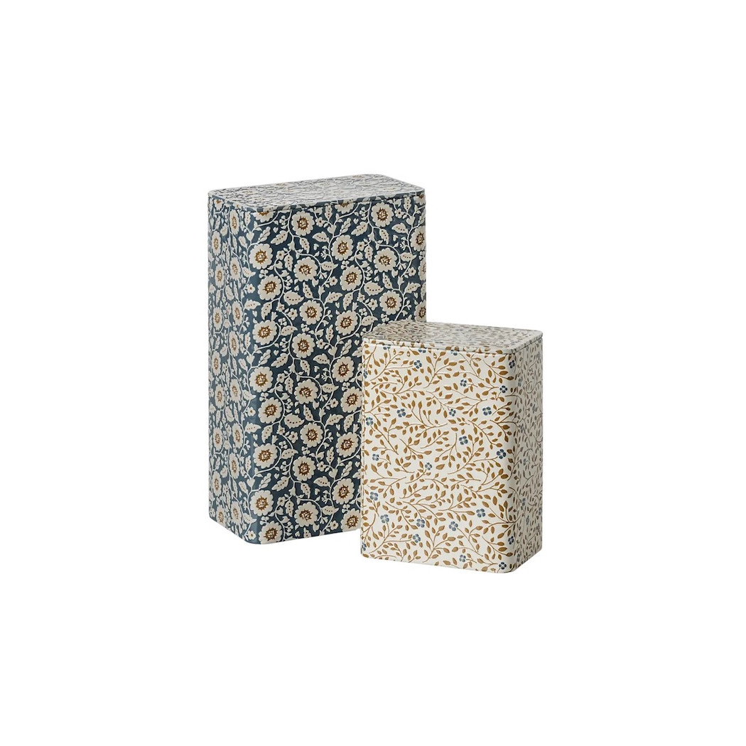 Metalowe Pudełka w Kwiatki - Metal Box Flowers - 2 pcs set - Maileg